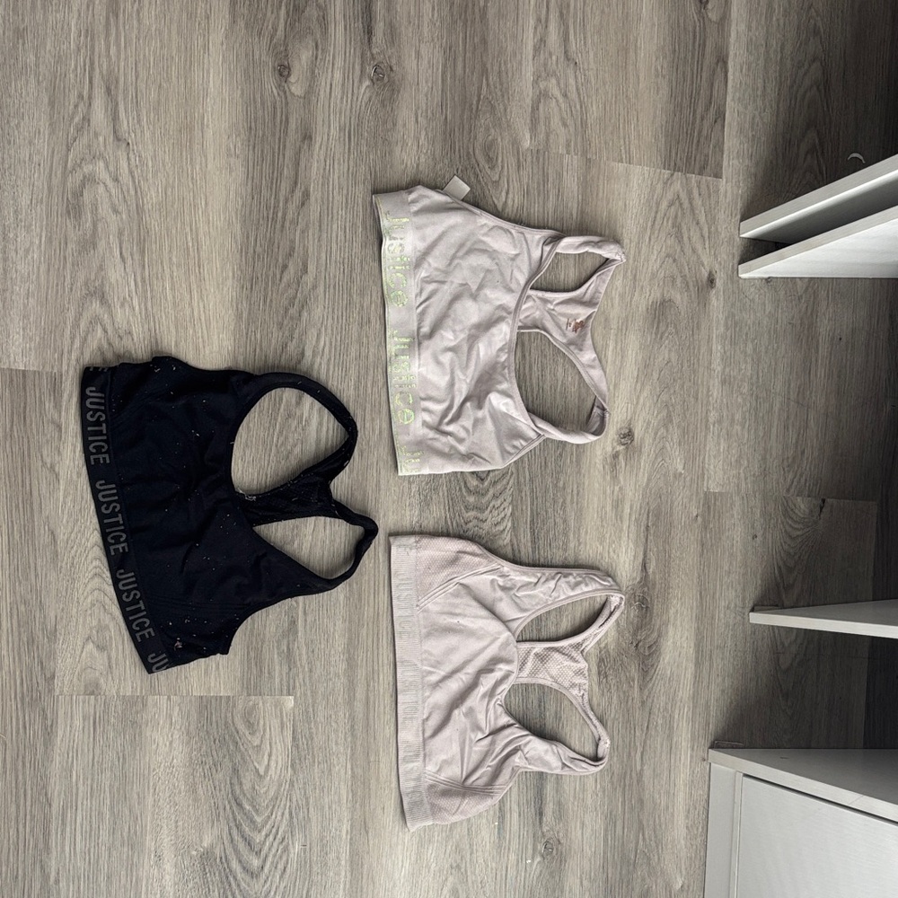 Justice Black and Gray Sports Bra Intimates
